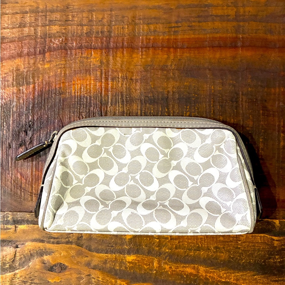 Coach grey coated signature C makeup Bag Back to school college prep